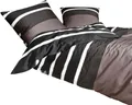 Produktbild: Janine Mako-Satin Bettwäsche J. D. 8468 155x220+80x80cm Farbe nougat-schwarz