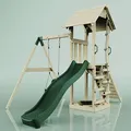 Produktbild: Rebo Spielturm mit Wellenrutsche und Kinder-Schaukel, Outdoor Klettergerüst Garten,Smaragdgrün
