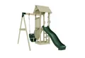Produktbild: OutdoorToys Spielturm Göteborg, aus Holz in Dunkelgrün mit Babyschaukel & Rutsche