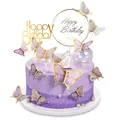 Produktbild: 22 Stück Tortendeko Geburtstag,Schmetterlinge Deko Torte,Kuchen Deko,Cake Topper Geburtstag,Tortendeko Mädchen,Torten Deko,für Hochzeit,Party,Essen Dekoration (Lila)