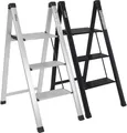 Produktbild: Alu Trittleiter 3-stufig silber klappbar 150 kg Anti-Rutsch Trittflächen Klapptritt