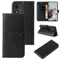 Produktbild: LBH Handy Hülle für Motorola Moto E13 Case Handytasche Schmetterling Blumen Flower Standfunktion Schutzhülle Magnet Rundum Schutz 360 Grad Flipcase Cover Schwarz