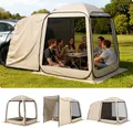 Produktbild: VEVOR Campingzelt, 182,88x182,88 cm, Pop-Up-Zelt für SUV-Heckklappe, tragbares Partyzelt 4-6 Personen mit Tragetasche, Seitenwände aus Netz, für Camping, Garten und Outdoor-Aktivitäten, Beige