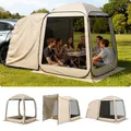 Produktbild: VEVOR Campingzelt, 182,88x182,88 cm, Pop-Up-Zelt für SUV-Heckklappe, tragbares Partyzelt 4-6 Personen mit Tragetasche, Seitenwände aus Netz, für Camping, Garten und Outdoor-Aktivitäten, Beige