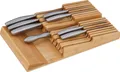 Produktbild: Relaxdays Messerhalter Schublade, für 16 Messer & Wetzstahl, Bambus Messerblock liegend, HxBxT: 5,5 x 24 x 40 cm, natur