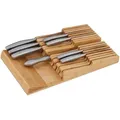 Produktbild: Messerhalter Schublade, Für 16 Messer & Wetzstahl, Bambus Messerblock Liegend, Hxbxt: 5,5 X 24 X 40 Cm, Natur - Relaxdays