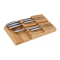 Produktbild: Relaxdays Messerhalter Schublade, für 9 Messer & Wetzstahl, Bambus Messerblock liegend, HxBxT: 5,5 x 13 x 40 cm, natur