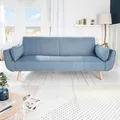 Produktbild: riess-ambiente Design Schlafsofa DIVANI 220cm hellblau Strukturstoff Scandinavian 3-Sitzer mit Bettfunktion Schlafcouch Couch Sofa