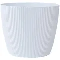 Produktbild: KONZEPT Blumentopf groß, weiß, gerillte Struktur 26cm, Übertöpfe für Zimmerpflanzen aus Kunststoff ideal für Wohnzimmer, Küche und Balkon