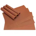 Produktbild: Moderne Tischsets in Kupferfarben im 6er Set - Abwaschbare Platzsets als rechteckige Tischuntersetzer - Gewebtes Platzdeckchen als Tischunterlage für Esstisch Wohnzimmer Tisch-Deko