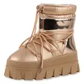 Produktbild: VAN HILL Damen Winter Boots Keilabsatz Metallic Bequem Schuhe 217516 Rose Gold 37