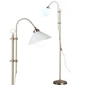 Produktbild: Standleuchte mit Fernbedienung Stehlampe höhenverstellbar Bogenlampe dimmbar, Metall altmessing, Kabelschalter, 8,5W 806Lm warmweiß, H 145-170 cm