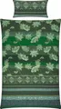 Produktbild: Erwin Müller Flanell Bettwäsche, Bettgarnitur mit orientalischen Blumen-Ornamenten grün Größe 40x80 cm / 135x200 cm - klimaausgleichend, mit Reißverschluss, 100% Baumwolle (weitere Größen)