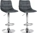 Produktbild: CLP 2er Set Barhocker Jerry Samt höhenverstellbar und 360 drehbar,dunkelgrau chrom