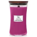 Produktbild: Große WoodWick Duftkerze im Sanduhrglas mit knisterndem Docht |Wild Berry & Beets | bis zu 130 Stunden Brenndauer