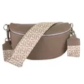 Produktbild: MIRROSI® Bauchtasche Damen, Echtleder, Made in Italy, Umhängetasche, Brusttasche, Crossbody Bag (1 Tasche & 2 Gurte) (Taupe (Netz), Mittelgroße Tasche (25x16x7cm))
