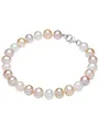 Produktbild: Valero Pearls Damen Perlenarmband Süßwasser-Zuchtperlen 7-8 mm Potato weiß/apricot/flieder 925 Sterling Silber - Armband geknotet echte Perlen