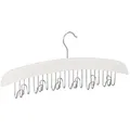 Produktbild: Relaxdays Gürtelhalter Kleiderschrank, Haken für 12 Gürtel, 360° drehbarer Haken, Lotusholz, 17,5x43x5,5 cm, weiß/silber