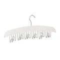 Produktbild: Relaxdays Gürtelhalter Kleiderschrank, Haken für 12 Gürtel, 360° drehbarer Haken, Lotusholz, 17,5x43x5,5 cm, weiß/Silber