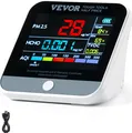 Produktbild: VEVOR Mini-Luftqualitätsmonitor 8-IN-1, professioneller Partikelzähler PM2.5 PM10 PM1.0, Formaldehyd, Temperatur, Luftfeuchtigkeit, TVOC AQI-Tester für Innen/Außen, Luftqualitätsmessgerät mit Alarmsch