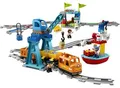 Produktbild: LEGO DUPLO Güterzug, „Push & Go“-Lok mit Lichtern und Geräuschen, Funktionssteinen und 2 Kranen, Spielzeug für Mädchen und Jungen ab 2 Jahren 10875