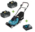 Produktbild: Makita Set DLM382Z 2x18V Akku-Rasenmäher Set DLM382 + 2x Akku 3Ah mit Ladegerät