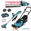 Produktbild: Makita Akku Garten Set DLM382 Rasenmäher DUH523Z DUR181Z, 2 Akkus 18V und DC18RD