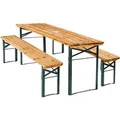 Produktbild: Tectake Bierzeltgarnitur Ludwig 3 Teilig  Klappbar  Mit Sonnenschirmhalterung Tisch 170 x 46 x 78 cm  Bank 170 x 23 x 47 5 cm  Aufsteckbare Kunststoff