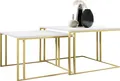 Produktbild: Mirjan24 Im Set zwei Couchtische Astro Gold, Vierkantrohrrahmen aus Stahl, Wohnzimmertisch (Farbe: Gold / Arktisches Weiß)