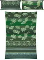 Produktbild: Erwin Müller Flanell Bettwäsche, Bettgarnitur mit orientalischen Blumen-Ornamenten grün Größe 240x220 (40x80) - klimaausgleichend, mit Reißverschluss, 100% Baumwolle (weitere Größen)