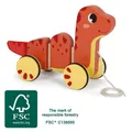 Produktbild: Nachziehtier „Dino“, Ziehdino, Nachziehdino, Nachziehspielzeug aus Holz
