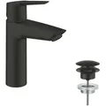 Produktbild: QuickFix Start - Waschtischarmatur mit Push-Open-Ablaufgarnitur, schwarz matt 237462432 - Grohe