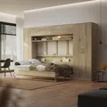 Produktbild: SMARTBett WOHNWAND Schlafzimmer Set Schrankbett 140x200cm H,Schränke, Hängeregal Wildeiche