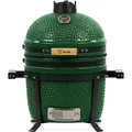 Produktbild: Kamado Grill Holzkohlegrill ø 39 cm 'shiro' mit Thermometer und Holzgriffen, Grün - Bbq-toro