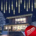Produktbild: MONZANA® Lichterkette Meteorschauer 480 LED Außen Wasserdicht 10 Röhre je 50 cm Innen Weihnachten Eisregen Regenlichterkette Weihnachtsbeleuchtung