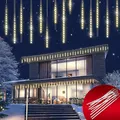 Produktbild: Monzana® Lichterkette Meteorschauer 480 LED Außen Wasserdicht 10 Röhre 50cm Innen Weihnachten Eisregen Regenlichterkette Weihnachtsbeleuchtung Warmweiß