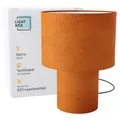 Produktbild: Lightbox Tischlampe | Ø 23 cm | Retro Lampe in Vintage Cord Stoff in Orange/Gelb/Kurkuma | 70er Jahre Tischleuchte mit E27 Fassung | Kleine Deko Lampe für Wohnzimmer (Kabel-gebunden)