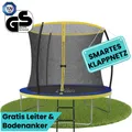 Produktbild: Zero Gravity Trampolin Ø 244 cm inkl. Leiter & 4 Bodenanker / Schneller Auf- und Abbau dank smartem Klappnetz / Max. 75 kg / Ultima 4 Fun-Edition