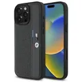 Produktbild: BMW M Perforated Tricolor Detail Line Hülle iPhone 16 Pro – Dunkelgrau
