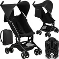 Produktbild: MoMi GRACE – Ultraleichter Baby Kompaktbuggy 6,2 kg mit Einhand-Faltung & Standfunktion, inkl. Rucksack, bis 15 kg – Schwarz - Schwarz