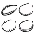 Produktbild: Roxnvm Haarband, Elastisches Haarreifen Männer, 4 Packungen Zickzack Haarreif, Matt Rutschfest Schwarz Haarreifen, Sportmode Haarband Zubehör für Outdoor Sports Yoga