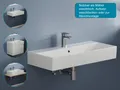 Produktbild: Aqua Bagno Waschbecken Aufsatzwaschbecken Waschtisch aus hochwertiger Keramik eckig KS.90 90 x 42 cm Weiß