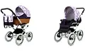 Produktbild: BabyLux ALU 2in1 Kinderwagen für Kleinkinder – Kinderwagen für Neugeborene und Kleinkinder – Baby Neugeborenen Kinderwagen – 59x105x125cm – Max. 15kg – Lilac Flowers White Frame