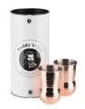 Produktbild: Buddy´s Bar - 2 Julep Mugs, 2 x 400 ml Cocktail-Becher mit Hammerschlag-Effekt, hochwertige Edelstahl-Becher, lebensmittelecht, gehämmert, inkl. Geschenkbox, 2er Set, Kupfer poliert
