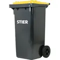 Produktbild: 2-rad-müllgroßbehälter, Mülltonne, Volumen 120 Liter, Mülleimer, Tonne Grau, Deckel Gelb, Größe: 475 X 550 X 930 Mm, Restmülltonne Mit Rädern Und Deckel - Stier