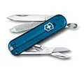 Produktbild: Victorinox Schweizer Taschenmesser, Klein, Classic SD, Multitool, Swiss Army Knife, Geschenk, 7 Funktionen, Klinge, Nagelfeile, Dunkelblau Transparent