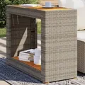 Produktbild: vidaXL Garten-Beistelltisch mit Holzplatte Grau Poly Rattan