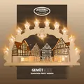 Produktbild: weigla - Schwibbogen original Erzgebirge I Motiv Altstadt I LED Lichterbogen Weihnachten I 15 Lampenkerzen + 1 Ersatzlampe I 15 x 16 V, 0,2 W, E10 I beleuchtete Weihnachtsdeko innen I aus Holz