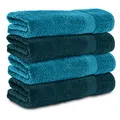 Produktbild: Komfortec 4er Duschtücher 70x140 cm Set aus 100% Baumwolle, 470g/m², Frottee, Weich, Petrol/Türkis