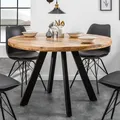 Produktbild: Massiver Esstisch IRON CRAFT 120cm Rund Natur Mangoholz Küchentisch Bohlenoptik